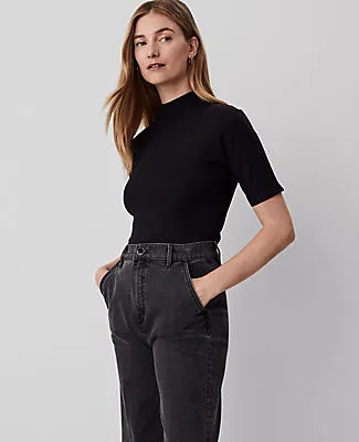 Ann Taylor Petite Mock Neck Elbow Sleeve Top sold by Ann Taylor