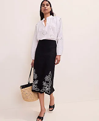 Ann Taylor Petite Eyelet V-Neck Popover Top sold by Ann Taylor product image thumbnail 3