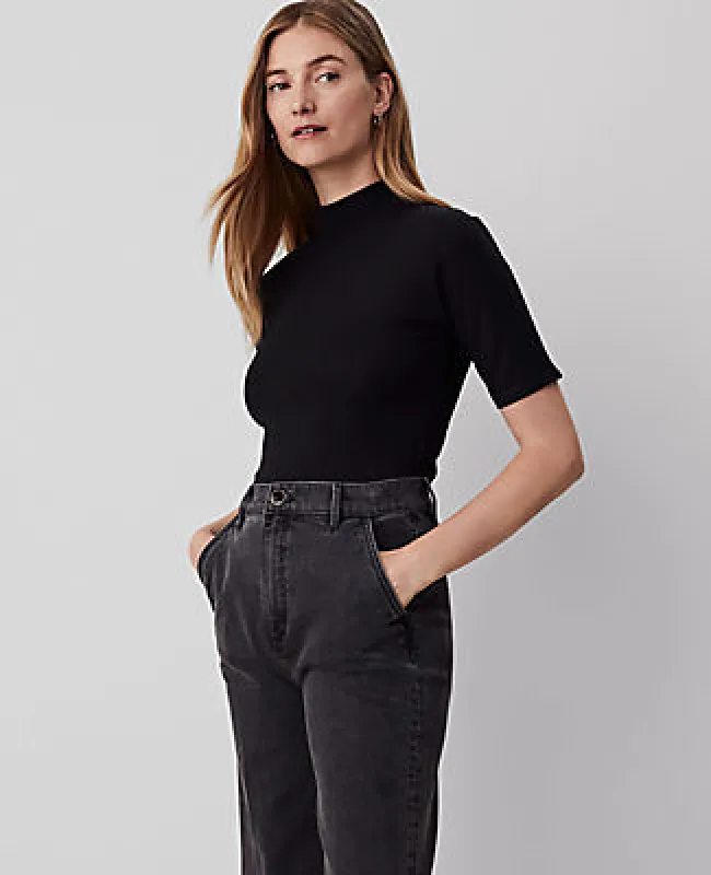 Ann Taylor Petite Mock Neck Elbow Sleeve Top made by Ann Taylor