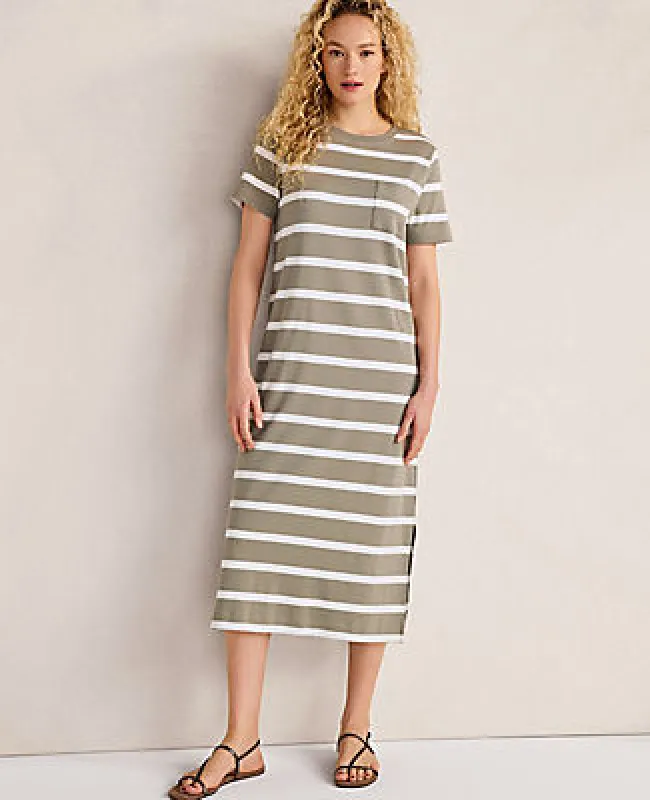 Ann Taylor Haven Well Within Organic Cotton Interlock Striped Short Sleeve Dress made by Ann Taylor