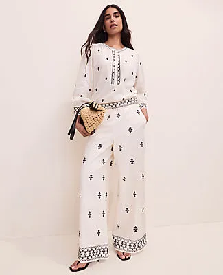 Ann Taylor The Petite Embroidered Easy Palazzo Pant sold by Ann Taylor
