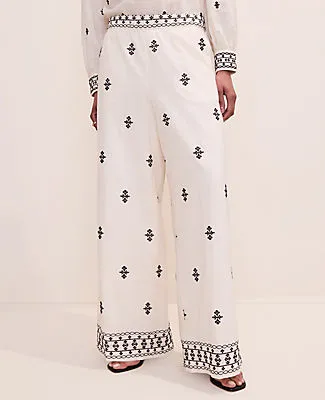 Ann Taylor The Petite Embroidered Easy Palazzo Pant sold by Ann Taylor product image thumbnail 2