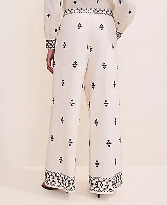 Ann Taylor The Petite Embroidered Easy Palazzo Pant sold by Ann Taylor product image thumbnail 3