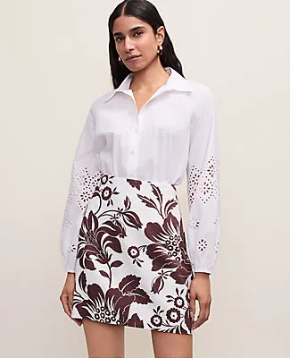 Ann Taylor Floral A-Line Skirt in Linen Blend sold by Ann Taylor