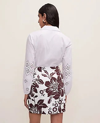 Ann Taylor Floral A-Line Skirt in Linen Blend sold by Ann Taylor product image thumbnail 3