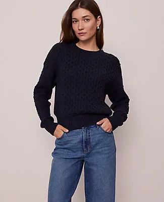 Ann Taylor Weekend Popcorn-Stitch Cable Sweater sold by Ann Taylor product image thumbnail 3