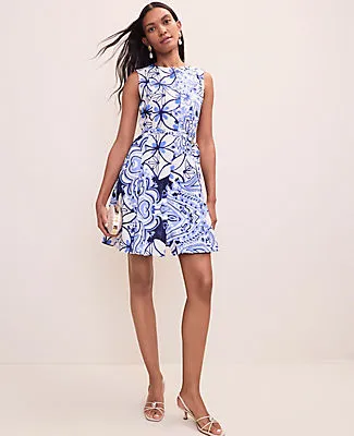 Ann Taylor Petite Paisley Belted Flare Dress sold by Ann Taylor product image thumbnail 3