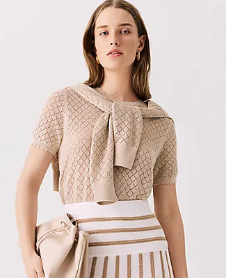 Ann Taylor Shimmer Pointelle Modern Sweater Tee sold by Ann Taylor product image thumbnail 4