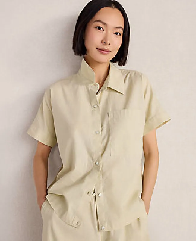 Ann Taylor Haven Well Within Organic Cotton Linen Button-Down Top made by Ann Taylor