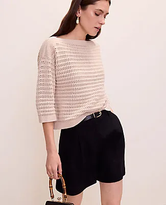 Ann Taylor Pointelle Boatneck Sweater sold by Ann Taylor