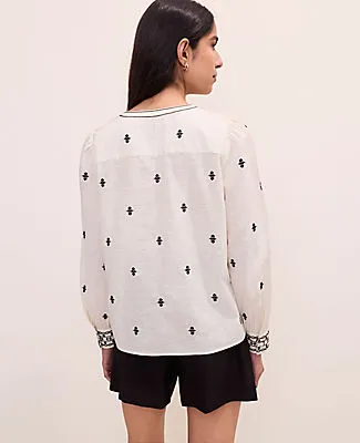 Ann Taylor Embroidered Split Neck Blouse sold by Ann Taylor product image thumbnail 2