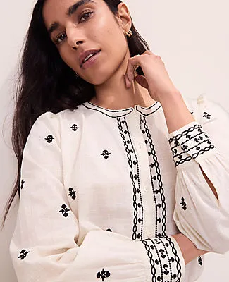 Ann Taylor Embroidered Split Neck Blouse sold by Ann Taylor product image thumbnail 3