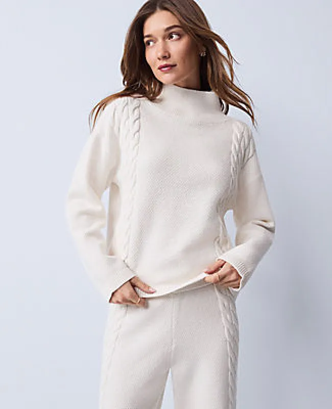 Ann Taylor Weekend Mixed Cable Sweater made by Ann Taylor