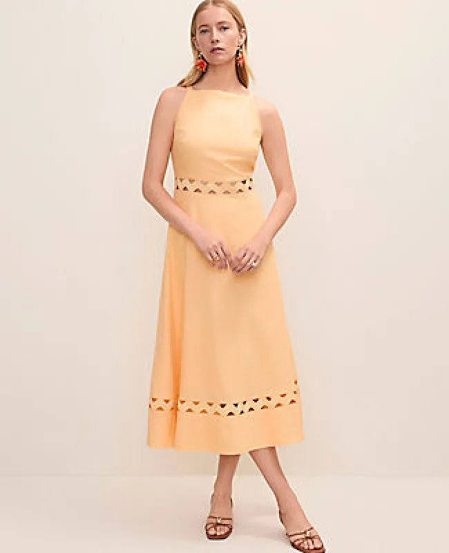 Ann Taylor Petite Ric Rac Cutout Dress in Linen Blend made by Ann Taylor