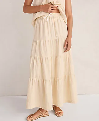 Ann Taylor Haven Well Within Organic Cotton Gauze Tiered Maxi Skirt sold by Ann Taylor