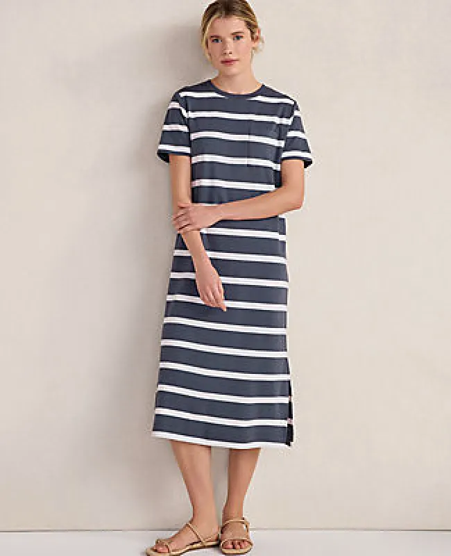 Ann Taylor Haven Well Within Organic Cotton Interlock Striped Short Sleeve Dress made by Ann Taylor