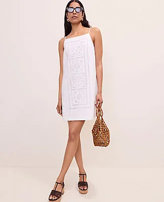 Ann Taylor Embroidered Shift Dress in Linen Blend sold by Ann Taylor product image thumbnail 3