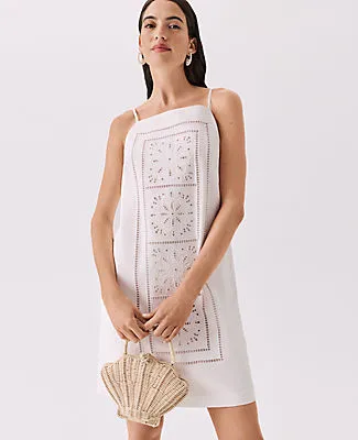 Ann Taylor Embroidered Shift Dress in Linen Blend sold by Ann Taylor product image thumbnail 4