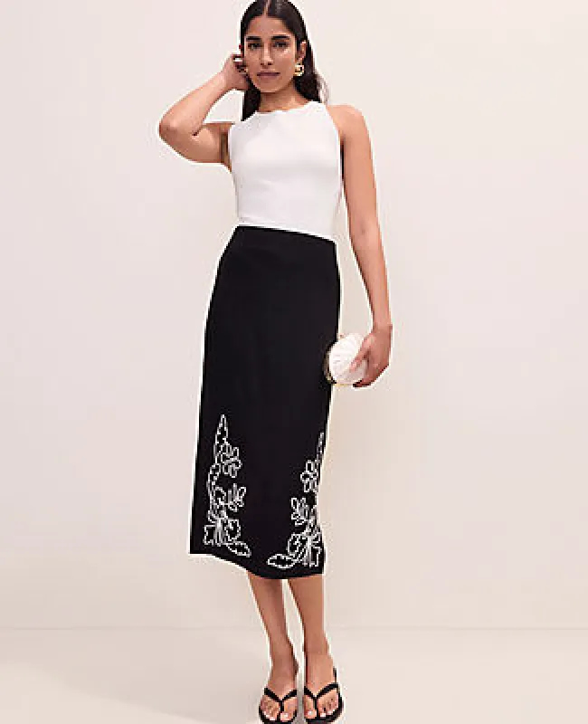 Ann Taylor Embroidered Column Midi Skirt made by Ann Taylor