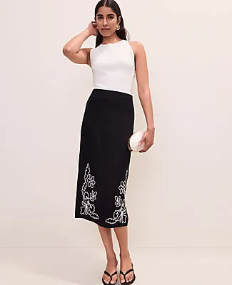 Ann Taylor Embroidered Column Midi Skirt sold by Ann Taylor