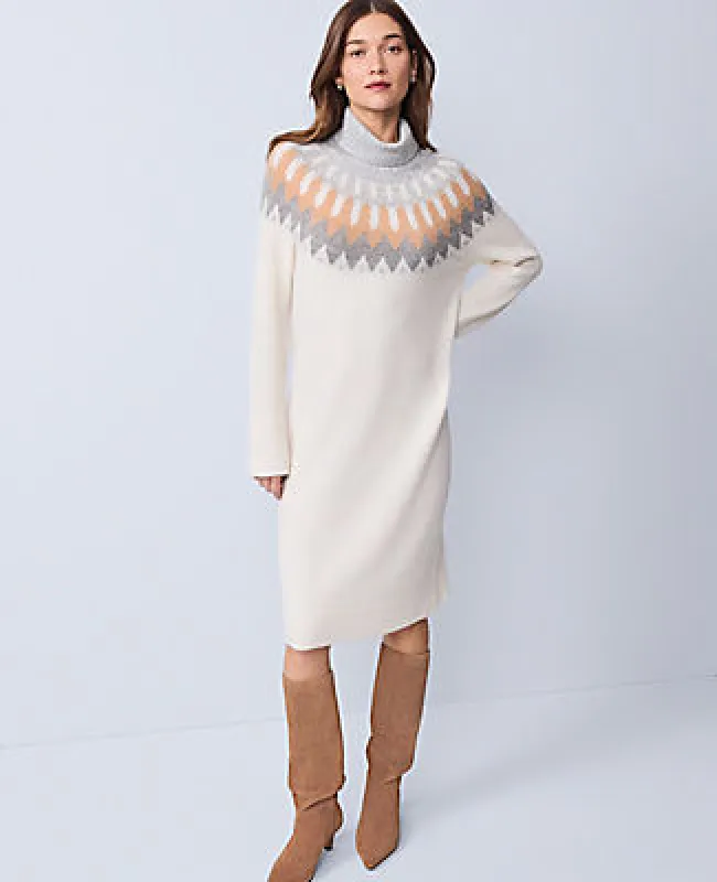 Ann Taylor Weekend Fair Isle Sweater Midi Dress made by Ann Taylor