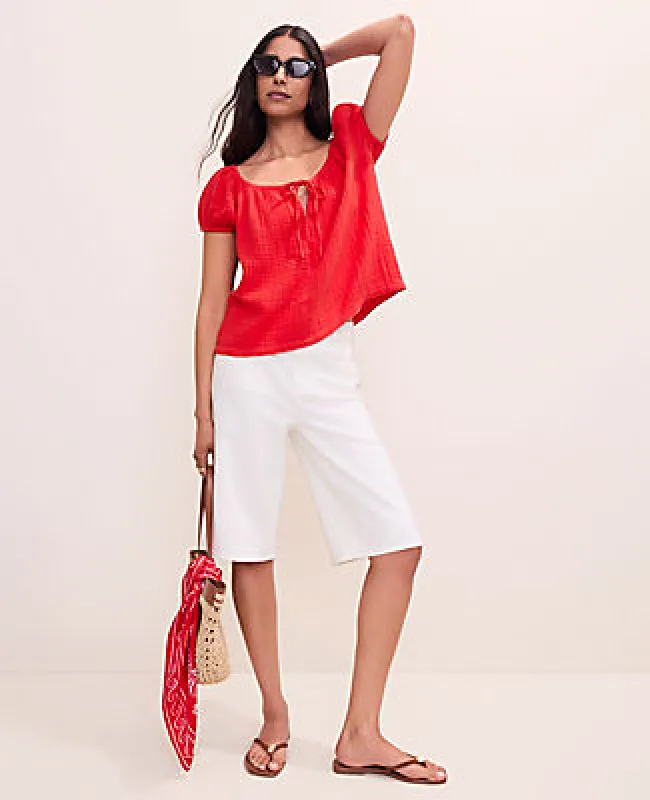 Ann Taylor Gathered Tie Neck Top made by Ann Taylor