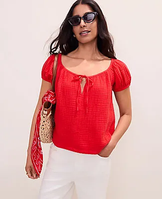 Ann Taylor Gathered Tie Neck Top sold by Ann Taylor product image thumbnail 3