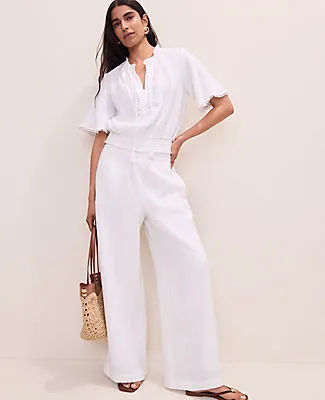 Ann Taylor Smocked Bobble Trim Blouse sold by Ann Taylor