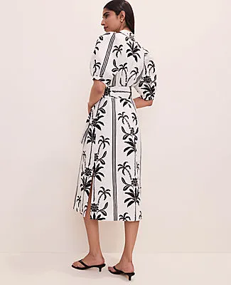 Ann Taylor Palm Tree Print Midi Dress in Linen sold by Ann Taylor product image thumbnail 2