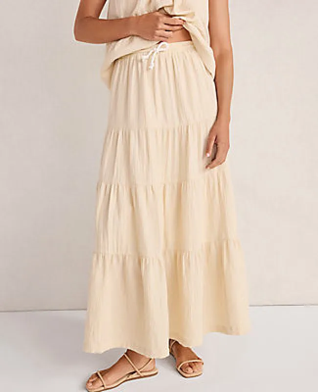 Ann Taylor Haven Well Within Organic Cotton Gauze Tiered Maxi Skirt made by Ann Taylor