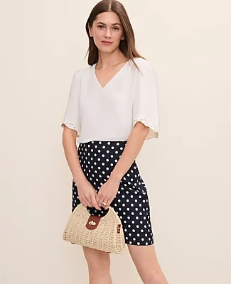 Ann Taylor Embroidered Mixed Media Top sold by Ann Taylor