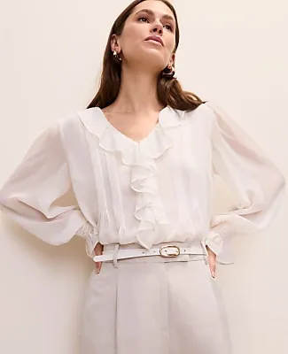 Ann Taylor Ruffle Trim Blouse sold by Ann Taylor