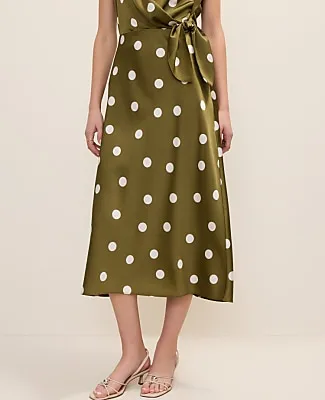 Ann Taylor Petite Dotted Satin Midi Slip Skirt sold by Ann Taylor product image thumbnail 2