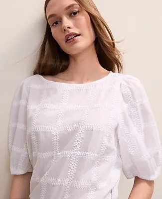 Ann Taylor Petite Crochet Windowpane Popover Top sold by Ann Taylor product image thumbnail 3