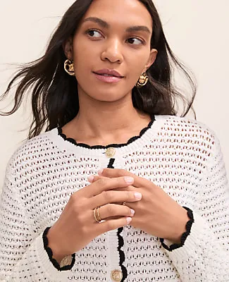 Ann Taylor Scalloped Trim Cardigan sold by Ann Taylor product image thumbnail 3