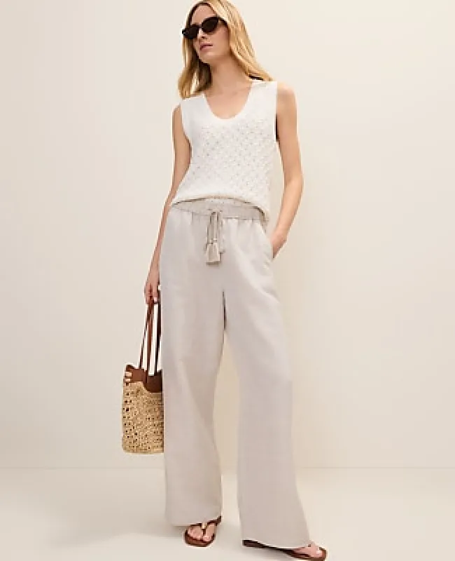 Ann Taylor Weekend Easy Fit Wide-Leg Pant in Linen Blend made by Ann Taylor