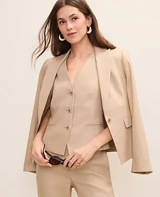 Ann Taylor The Petite Cutaway Vest in Linen Blend sold by Ann Taylor