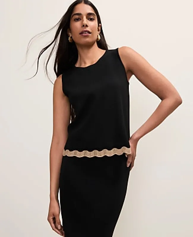 Ann Taylor Petite Metallic Trim Sweater Shell Top made by Ann Taylor
