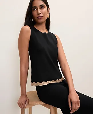 Ann Taylor Petite Metallic Trim Sweater Shell Top sold by Ann Taylor product image thumbnail 3