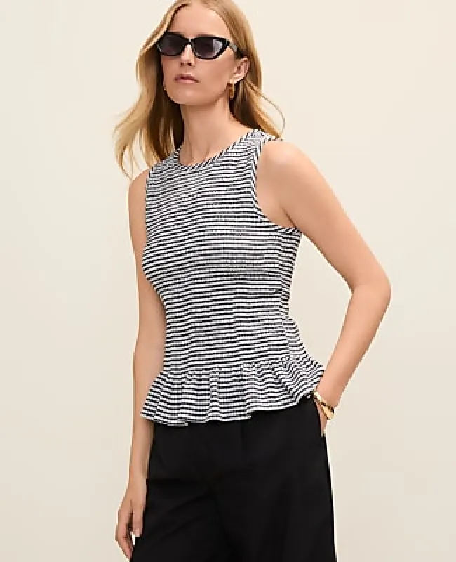 Ann Taylor Petite Gingham Smocked Peplum Tank made by Ann Taylor