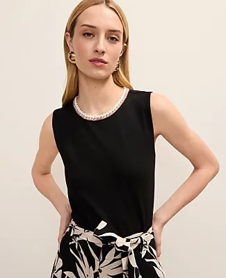 Ann Taylor Petite Braid Trim Ponte Top sold by Ann Taylor