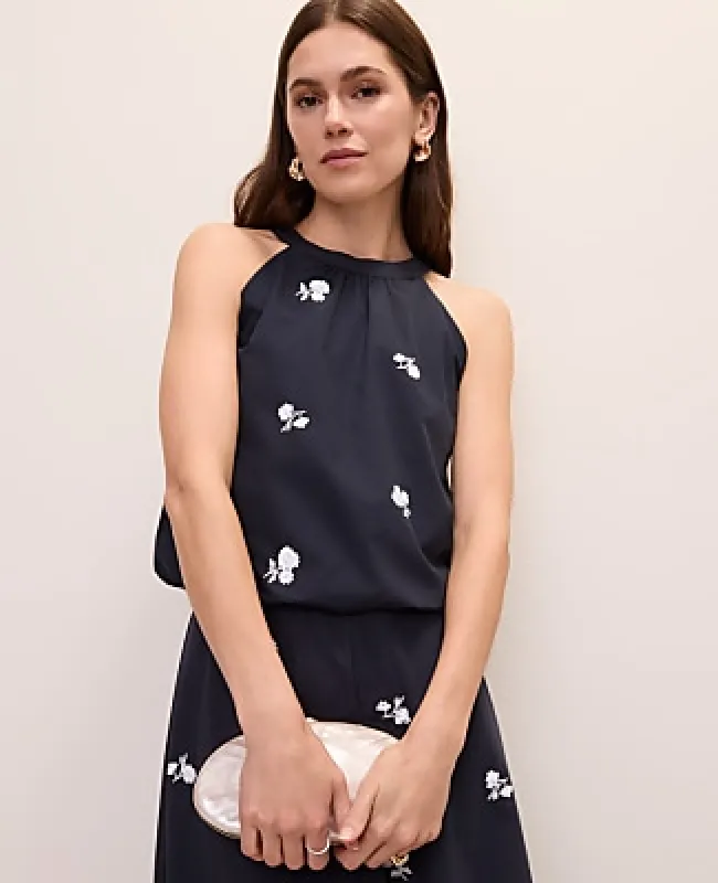 Ann Taylor Sequin Embroidered Halter Top made by Ann Taylor