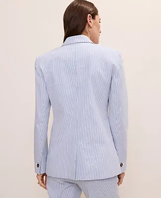 Ann Taylor The Long One Button Blazer in Seersucker sold by Ann Taylor product image thumbnail 2