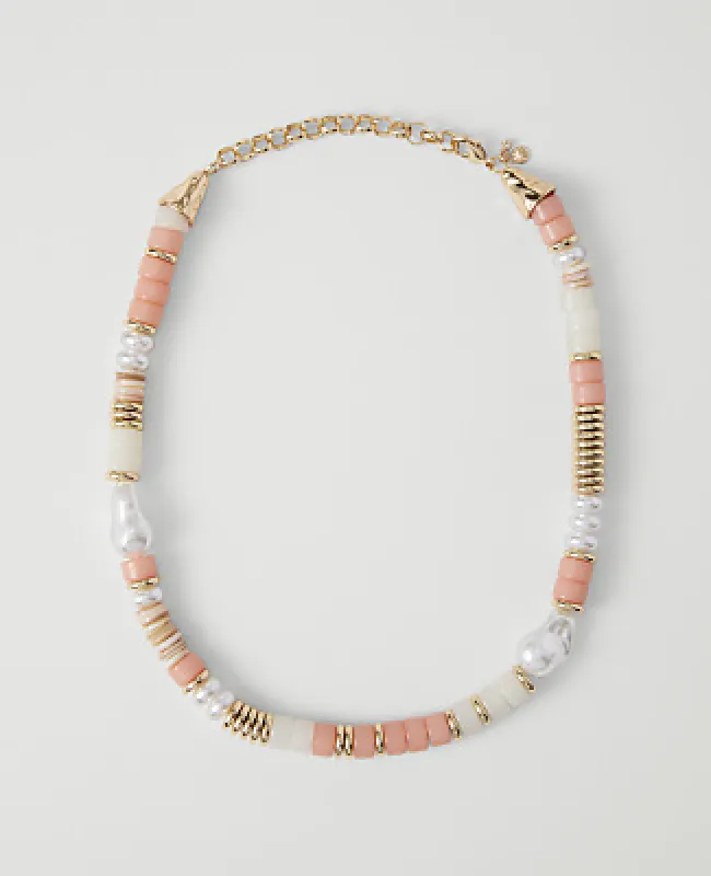 Ann Taylor Stone Pearl Statement Necklace made by Ann Taylor