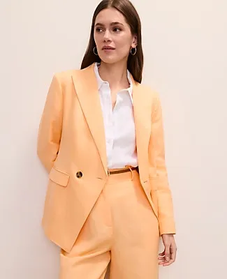 Ann Taylor The Petite Cutaway Blazer in Linen Blend sold by Ann Taylor