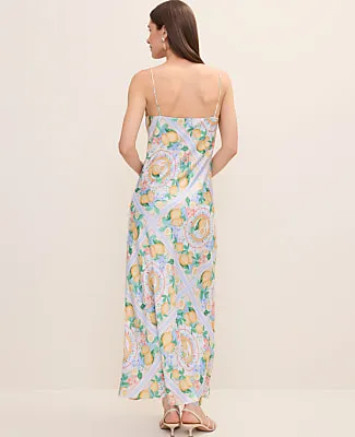 Ann Taylor Petite Lemon Print Cowl Neck Slip Dress in Satin sold by Ann Taylor product image thumbnail 2