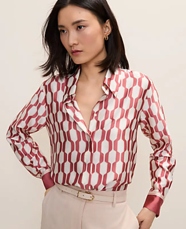 Ann Taylor Petite Geo Satin Modern Shirt made by Ann Taylor