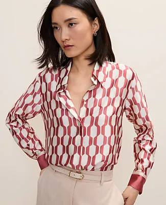 Ann Taylor Petite Geo Satin Modern Shirt sold by Ann Taylor