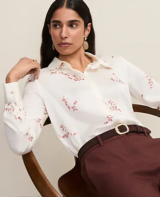Ann Taylor Floral Satin Modern Shirt sold by Ann Taylor