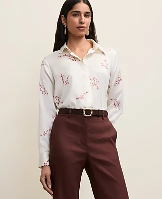 Ann Taylor Floral Satin Modern Shirt sold by Ann Taylor product image thumbnail 3